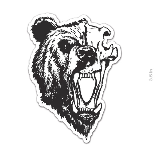 Half Bear Skull Sticker
